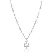 Alef Bet Necklaces Sterling Silver Tiny Jewish Star of David Necklace - Sterling Silver or Gold