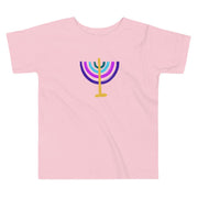 ModernTribe T-Shirts Pink / 2T Colorful Menorah Toddler Short Sleeve Tee - White, Blue or Pink