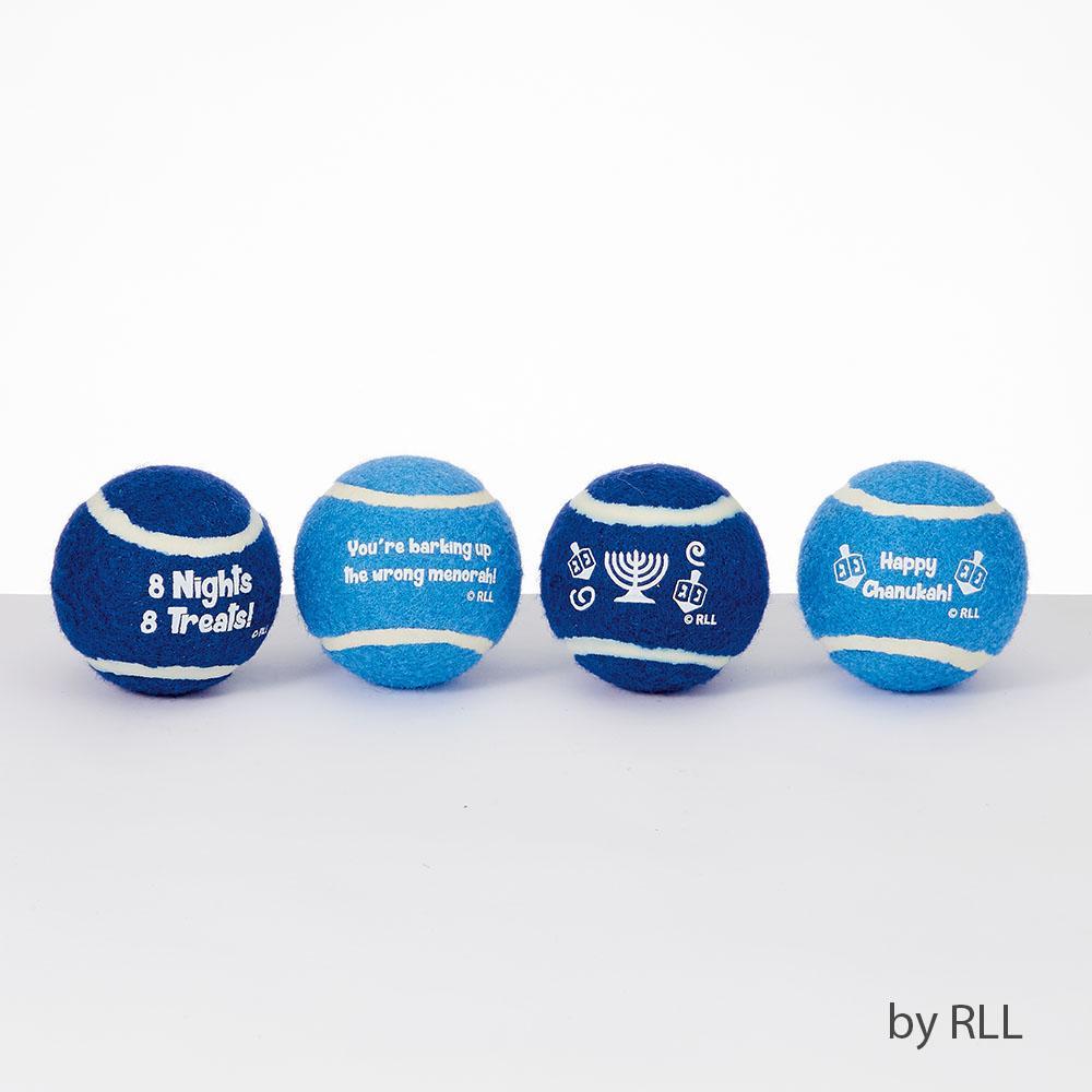 Rite Lite Pet Toy "Chewdaica" Set of 4 Chanukah Dog Tennis Balls