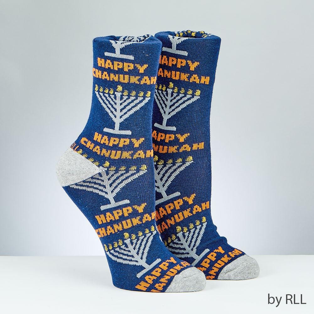 Rite Lite Socks Blue / 10-13 Menorah Happy Hanukkah Socks, Adult