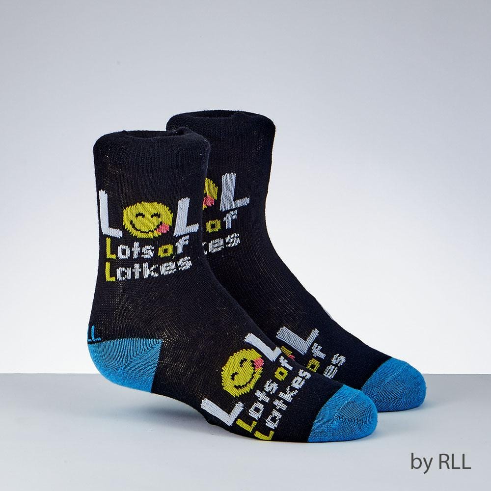 Rite Lite Socks 11-1 / Black LOL Lots of Latkes Crew Socks, Kids