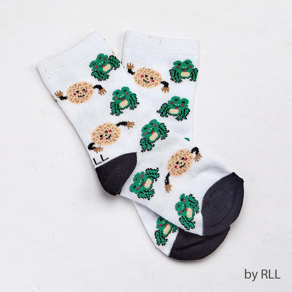 Rite Lite Socks White / One Size Passover Kids Crew Socks, Frogs and Matzah Balls Design