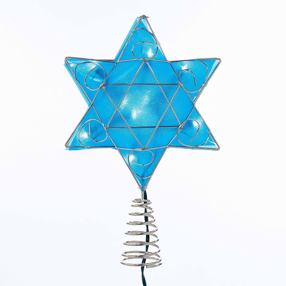 Kurt S. Adler, Inc. - Blue Star of David LED Chrismukkah Tree Topper - Silver - ModernTribe