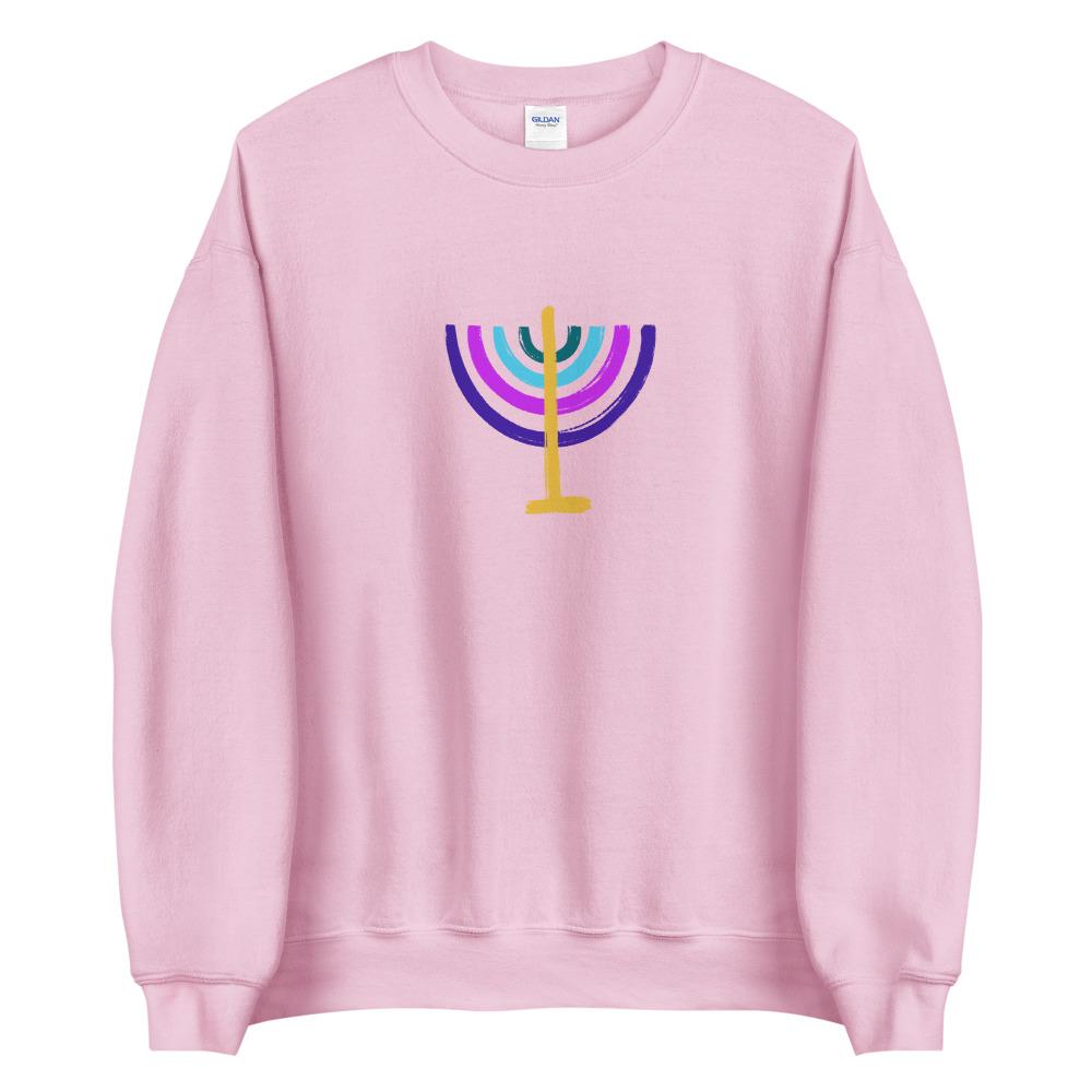 ModernTribe Sweatshirts Light Pink / S Unisex Colorful Menorah Sweatshirt