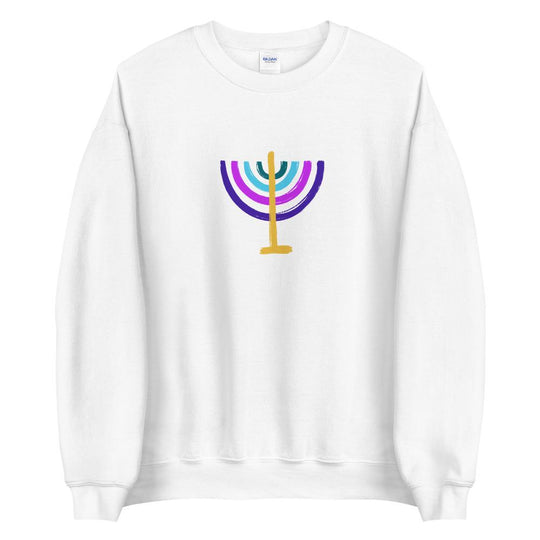 Unisex Colorful Menorah Sweatshirt - (White, Gray or Pink) - (Sizes S - 5XL)