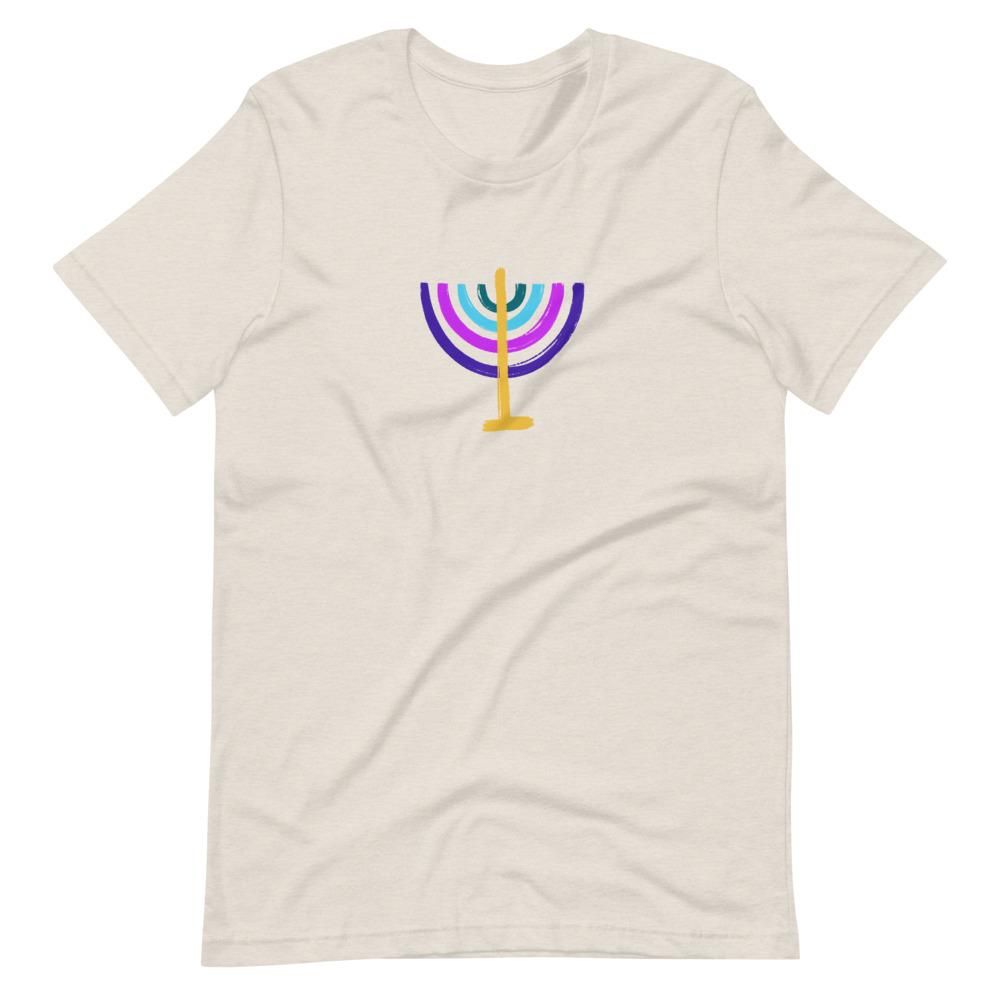 ModernTribe Apparel - Colorful Menorah Unisex T-Shirt - (Choice of Color) - (Sizes XS - 5XL) - ModernTribe