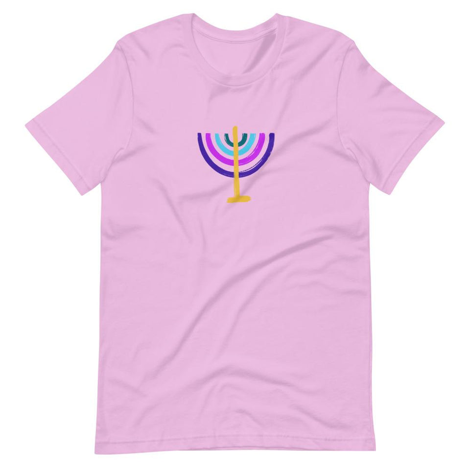 ModernTribe Apparel - Colorful Menorah Unisex T-Shirt - (Choice of Color) - (Sizes XS - 5XL) - ModernTribe