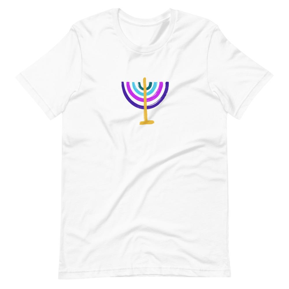 ModernTribe Apparel - Colorful Menorah Unisex T-Shirt - (Choice of Color) - (Sizes XS - 5XL) - ModernTribe