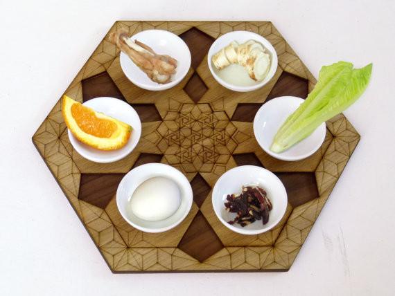 Studio Armadillo - Wood Pomegranate Hexagonal Seder Plate - ModernTribe
