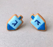 Sweet Stella Earrings Blue Dreidel Cookie Earrings