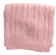 Romy + Rosie Blanket Pink Cable Hamsa Blanket - Blue or Pink