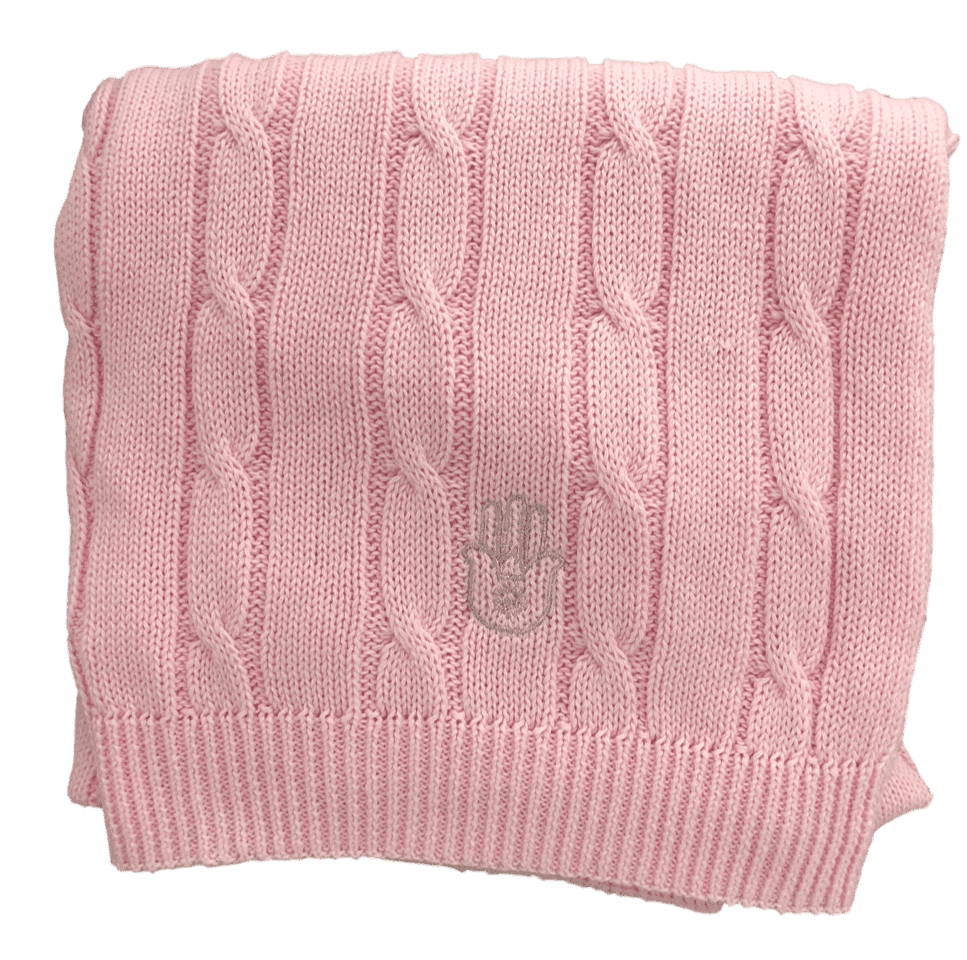 Romy + Rosie - Cable Hamsa Blanket - Blue or Pink - ModernTribe