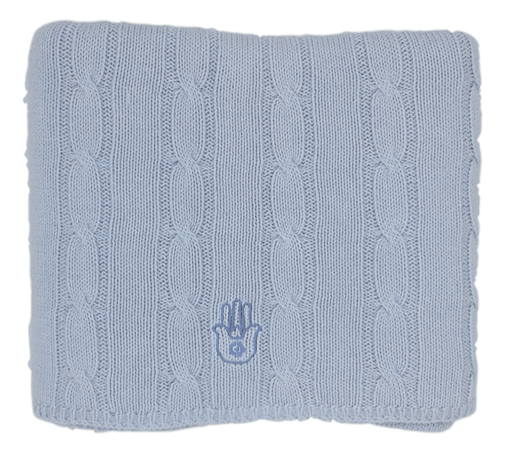 Romy + Rosie - Cable Hamsa Blanket - Blue or Pink - ModernTribe