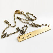 Grey Theory Mill Necklace Brass Verklempt Bar Necklace