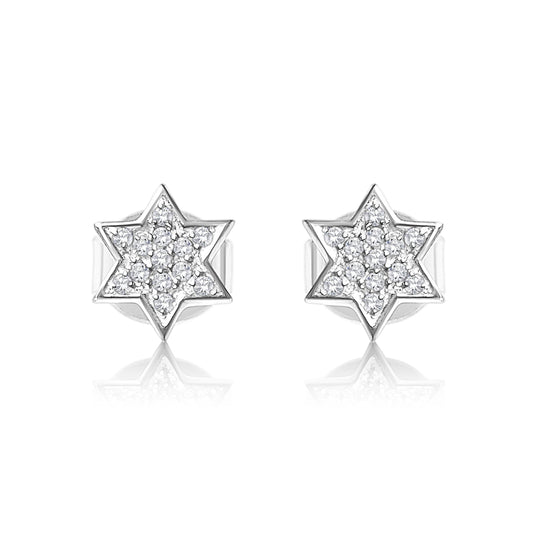 Diamond Star of David Earrings - 14k Yellow, White or Rose Gold