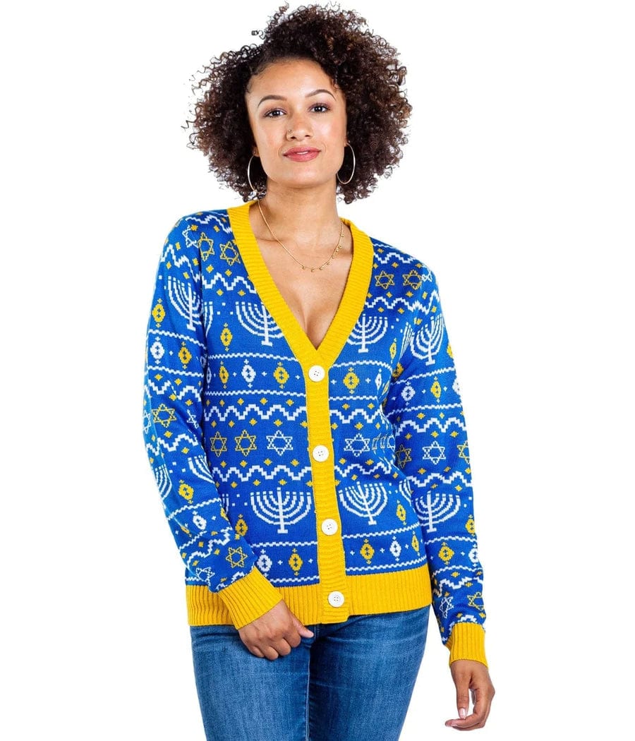 Tipsy Elves - Women's Menorah Print Cardigan by Tipsy Elves - (Sizes XS - 5XL) - ModernTribe