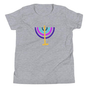 ModernTribe Athletic Heather / S Colorful Menorah Youth Short Sleeve T-Shirt