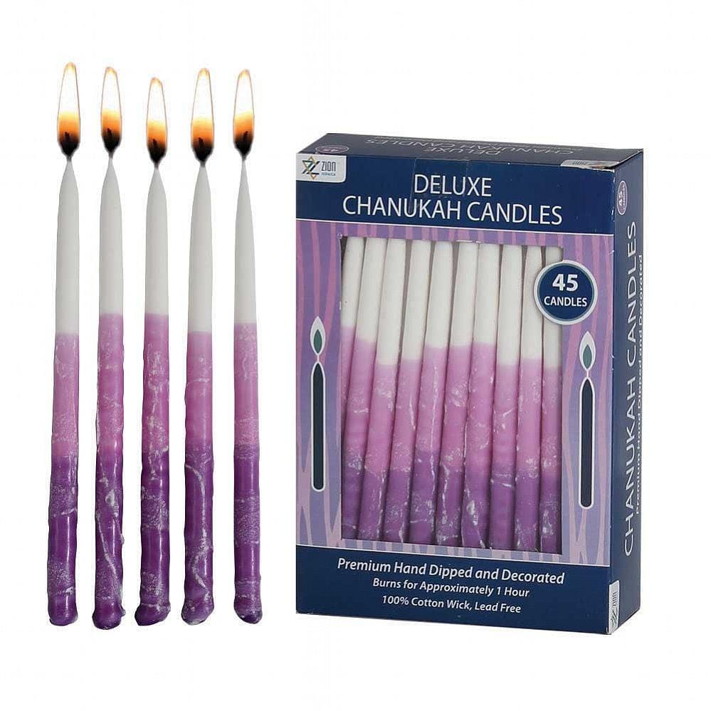 Zion Judaica - Deluxe Hanukkah Candles - Purple Elegance - ModernTribe